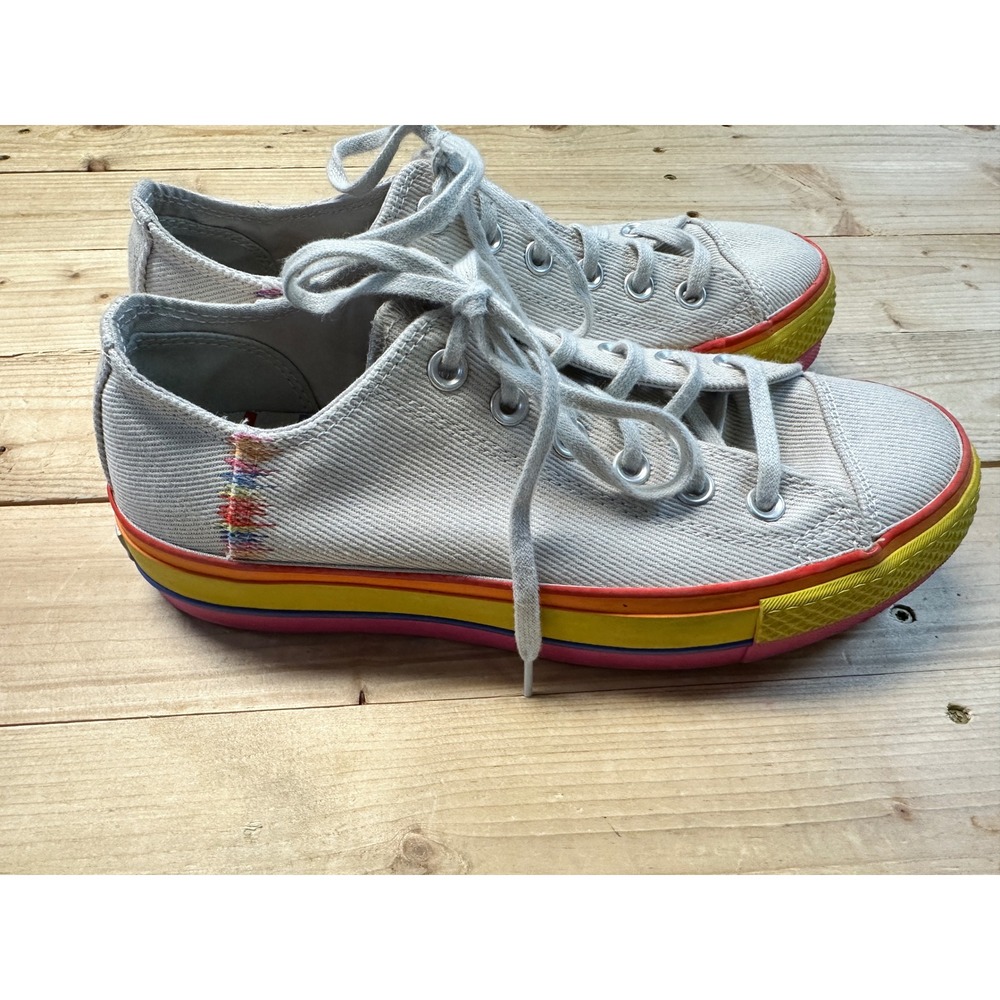 Converse All Star Rainbow Platform Sneakers Low Top Casual Shoes Size 8